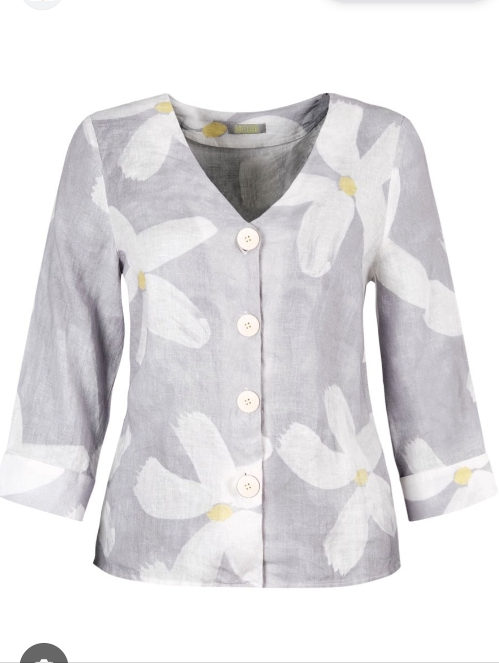 Dolcezza Linen Blazer “Soft White Flower 20681" Size